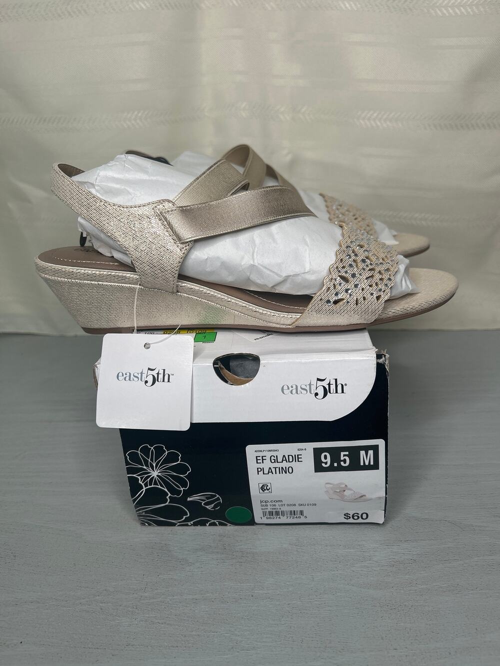 East 5th Gladie Gladiator Wedge Sandals Platino Womens Size 9.5